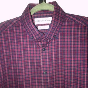 Mizzen + Main Red & Blue Flannel button down shirt